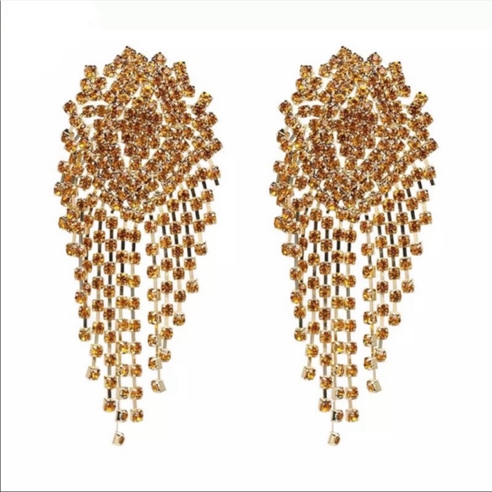 Zara Amber Rhinestone Zara Earrings - Picture 2 of 6